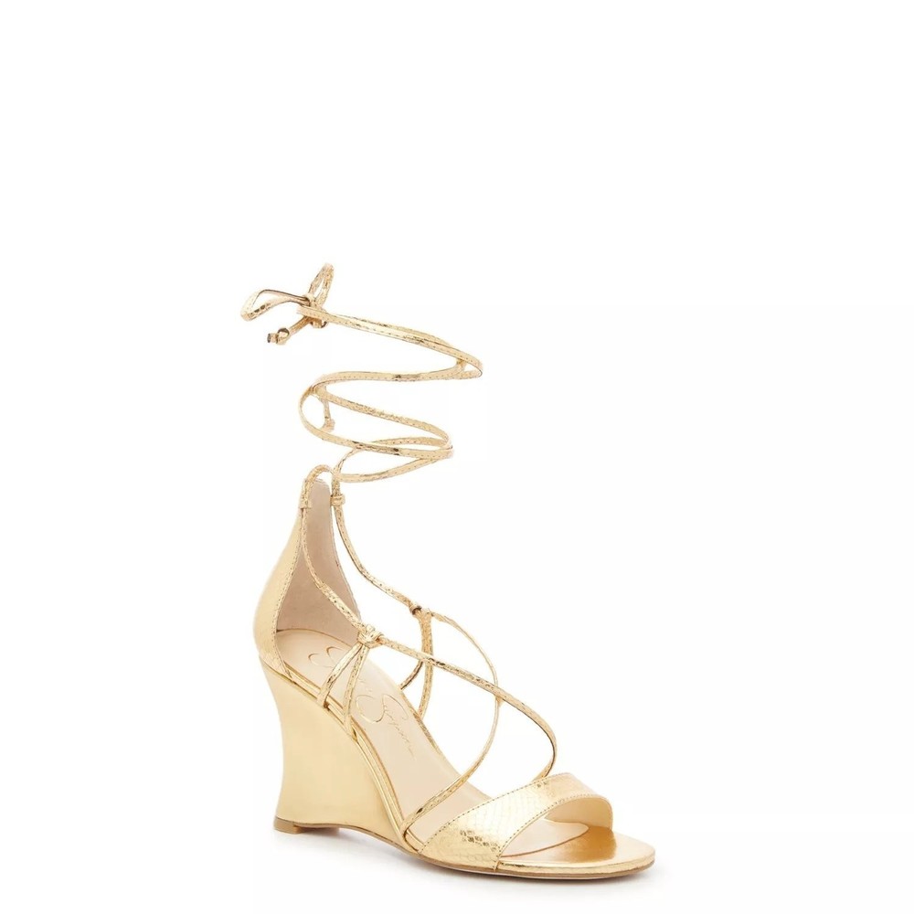 Jessica Simpson Gold Strappy Wedge Sandals
